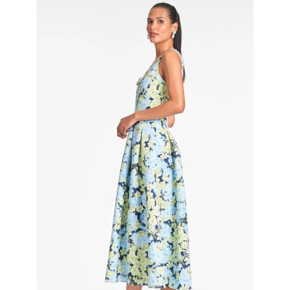 Sachin & Babi Millie Pearl Garden Club Floral Print V Neck Midi Dress NWT 850 S - Picture 1 of 12